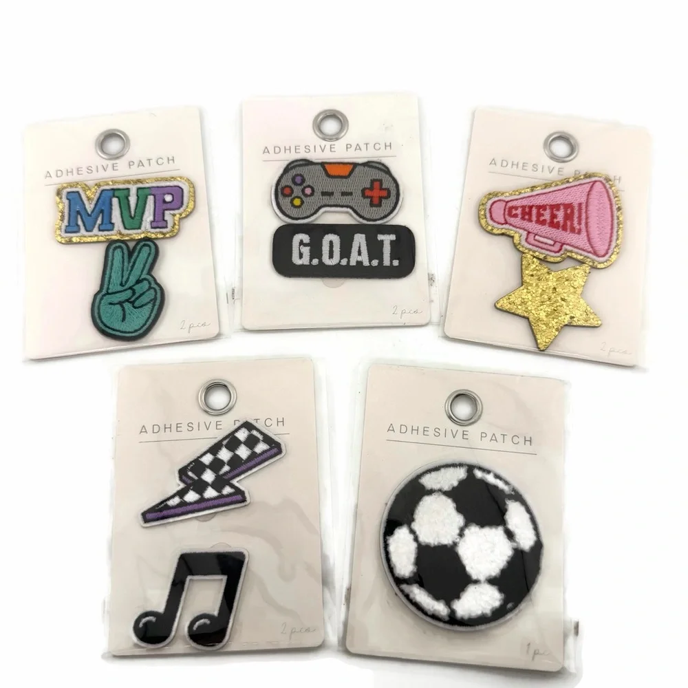 Sports Gaming Music Themed Adhesive Patches -Lot of 5 Packs